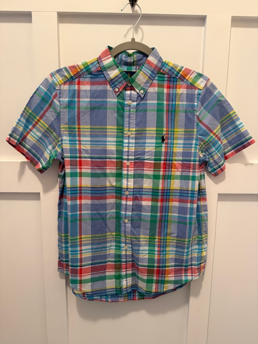 Boys Polo by Ralph Lauren Multicolor Plaid Short-Sleeve Button-Down Shirt Large